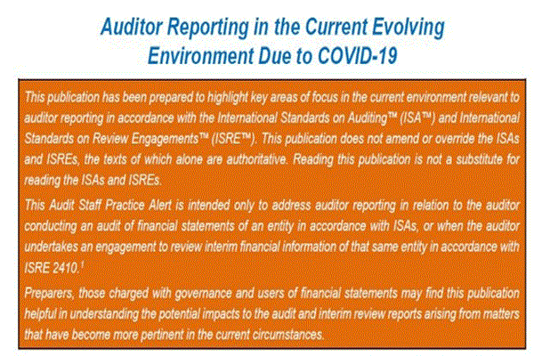 رهنمود هیئت استانداردهای بین المللی حسابرسی و اطمینان بخشی برای گزارشگری حسابرس در ارتباط با کووید 19