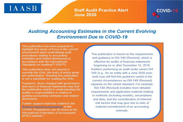 انتشار رهنمود مرتبط با کووید 19  درباره حسابرسی براوردهای حسابداری و موارد افشای مربوط