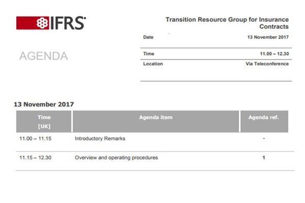نشست گروه منابع انتقالی برای استاندارد بین‌المللی گزارشگری مالی شماره 17