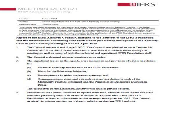 گزارش نشست شورای مشورتی استانداردهای بین‌المللی گزارشگری مالی